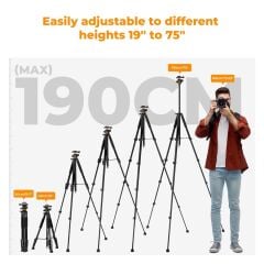 K&F Concept 190cm Alüminyum Tripod (S255A3+BH-36)