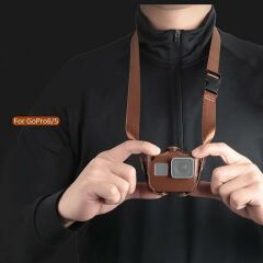 Sanger Gopro Hero 5 6 Askılı Deri Kılıf