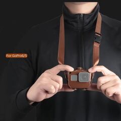 Sanger Gopro Hero 5 6 Askılı Deri Kılıf