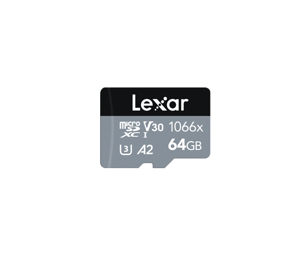 Lexar 64GB High-Performance 1066x microSDXC™ UHS-I, up to 160MB/s read 70MB/s write C10 A1 V30 U3