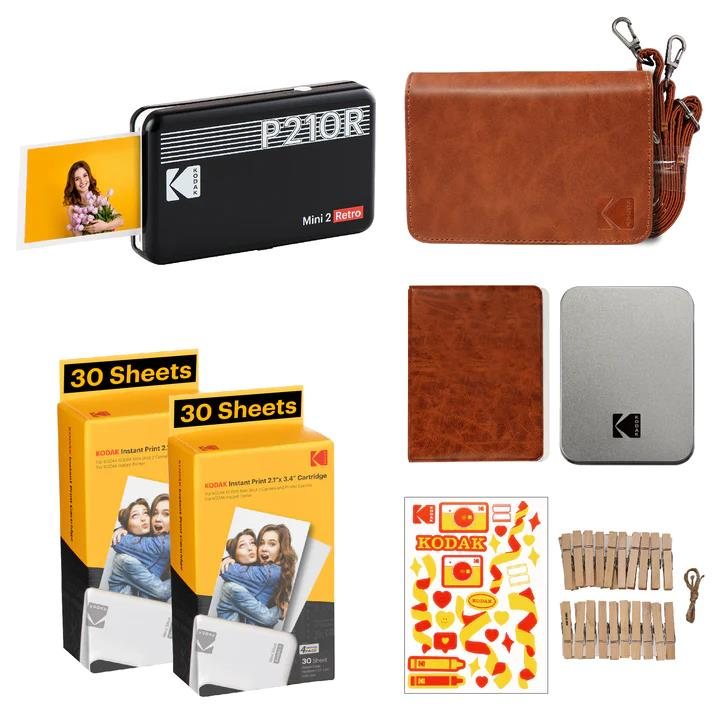 Kodak Mini 2 Retro - Taşınabilir Fotoğraf Yazıcısı + BUNDLE ( Siyah )