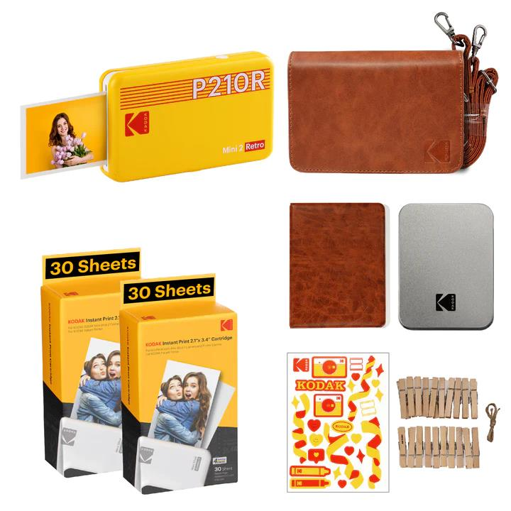 Kodak Mini 2 Retro - Taşınabilir Fotoğraf Yazıcısı + BUNDLE ( Sarı )