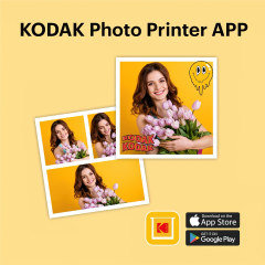 Kodak Mini 3 Retro - Taşınabilir Fotoğraf Yazıcısı( Kare 8x8cm Baskı - Sarı ) BUNDLE