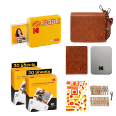 Kodak Mini 3 Retro - Taşınabilir Fotoğraf Yazıcısı( Kare 8x8cm Baskı - Sarı ) BUNDLE
