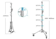 JINBEI M-6  2-in-1 Profesyonel Fonksiyonel Krom  Işık Standı