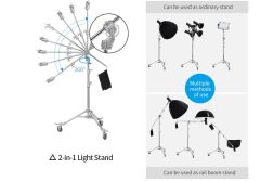 JINBEI M-6  2-in-1 Profesyonel Fonksiyonel Krom  Işık Standı