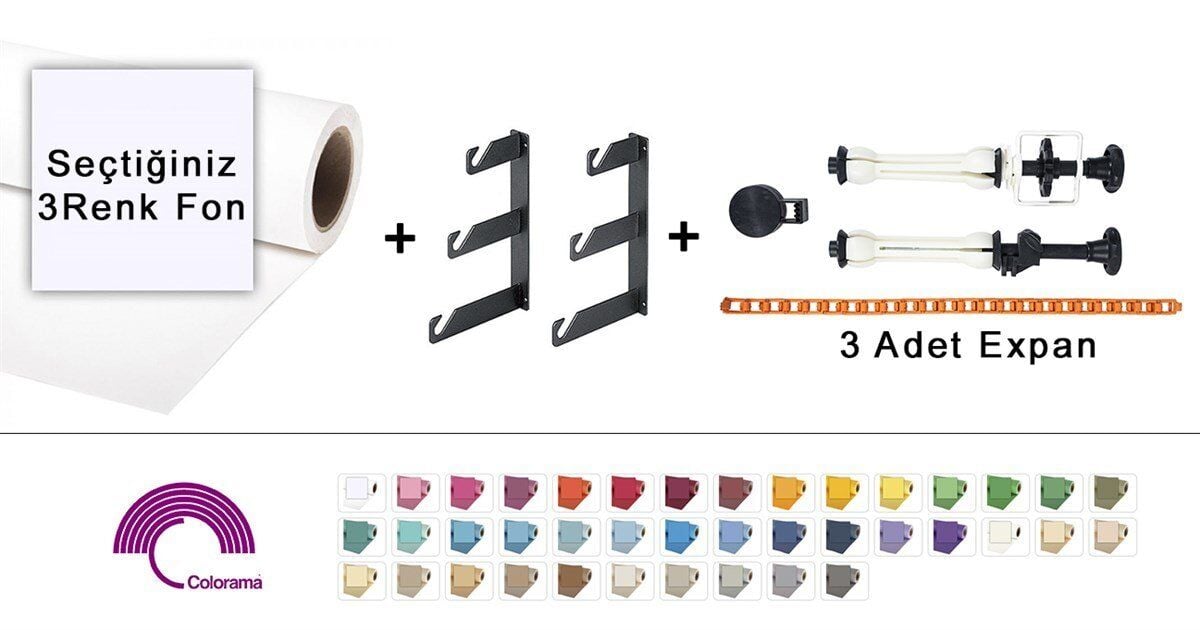 Colorama Kağıt Fon 3'lü Tam Set