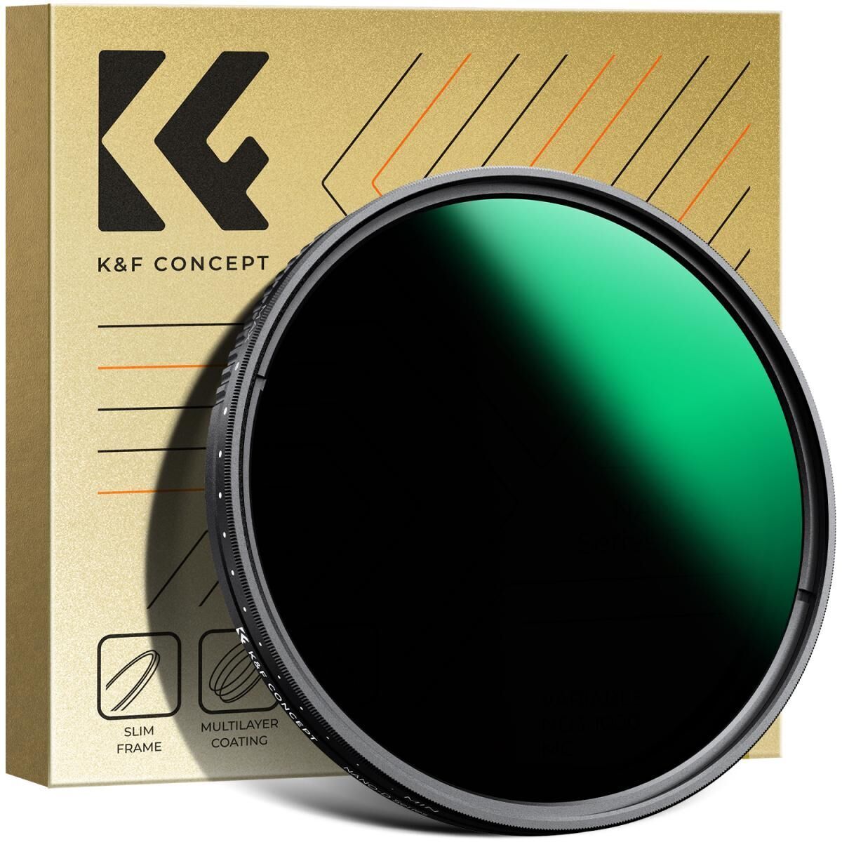 K&F 82mm Nano-D Serisi ND3-ND1000 Filtre (1.5-10 Stop)
