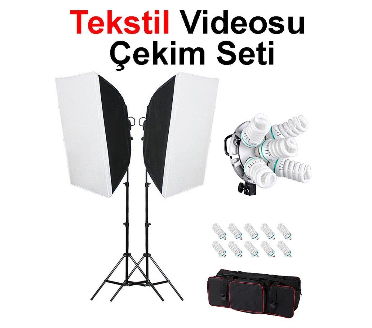 Butik Video Işık Seti Star 2'li Sürekli Işık Seti 5'li Duylu (Softboxlı)