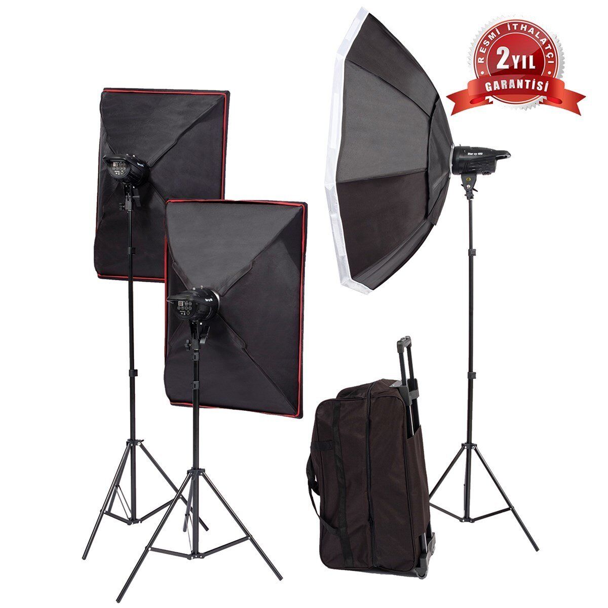 Star 400W 3'lü Octa Box'lı Paraflaş Setİ