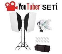 Youtuber video seti Star 2'li Sürekli Işık Seti 5'li Duylu (Softboxlı)