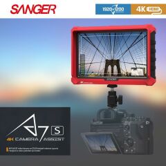 Sanger A7S Full HD 7'' IPS Kamera Monitör + F570 Batarya + Şarj Kit
