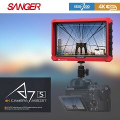 Sanger A7S Full HD 7'' IPS Kamera Monitör + F570 Batarya + Şarj Kit