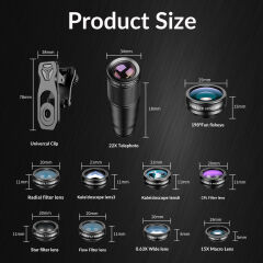 Apexel 22X10'u Bir Arada Telefon Lens Kiti