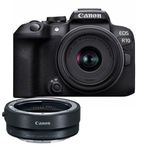 Canon EOS R10 18-45mm Lens Aynasız Fotoğraf Makinesi + Canon EF-EOS R Mount Adaptör