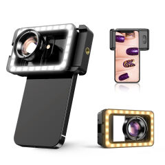 Apexel Yeni 3'ü 1 Arada Cep Telefonu Lens Klipsi ve Dolgu Işığı ile 100mm Makro Lens Kiti