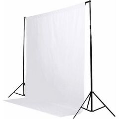 White screen-beyaz fon perde(2 x 3 m)  ve Fon Asma Standı Kıt