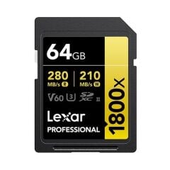 Lexar 64GB Professional 1800x UHS-II SDXC V60 Gold Hafıza Kartı