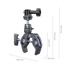 SmallRig 4102B Aksiyon Kameraları için 360° Küresel Başlık Montajlı  Süper Kelepçe