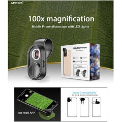 Apexel 100X Led Cep Telefonu Mikroskop Lensi