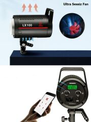 JINBEI LX-100 COB LED 5500K Bebek&Çocuk Çekim Seti(Ø65 Quick Balon Softbox ile)