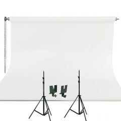 Weifeng 270cm x 580cm Kumaş Taşınabilir Sonsuz Beyaz Fon Perdesi Seti
