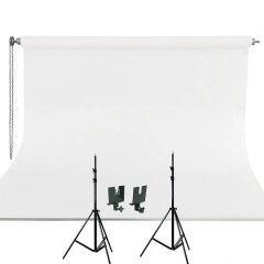 Weifeng 270cm x 580cm Kumaş Taşınabilir Sonsuz Beyaz Fon Perdesi Seti