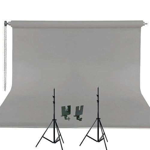 Weifeng 270cm x 580cm Kumaş Taşınabilir Sonsuz Gri Fon Perdesi Seti