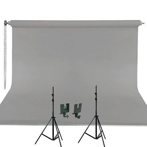 Weifeng 270cm x 580cm Kumaş Taşınabilir Sonsuz Gri Fon Perdesi Seti