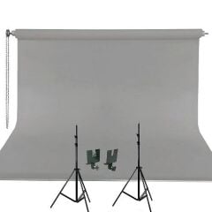 Weifeng 270cm x 580cm Kumaş Taşınabilir Sonsuz Gri Fon Perdesi Seti