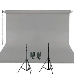 Weifeng 270cm x 580cm Kumaş Taşınabilir Sonsuz Gri Fon Perdesi Seti