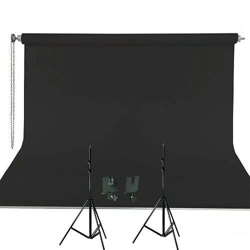 Weifeng 270cm x 580cm Kumaş Taşınabilir Sonsuz Siyah Fon Perdesi Seti