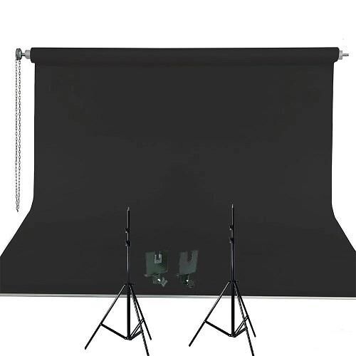 Weifeng 270cm x 580cm Kumaş Taşınabilir Sonsuz Siyah Fon Perdesi Seti