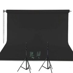 Weifeng 270cm x 580cm Kumaş Taşınabilir Sonsuz Siyah Fon Perdesi Seti