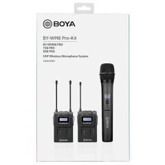 Boya BY-WM8 Pro-K4 Çift Kanallı Kablosuz Yaka ve El Mikrofon Seti