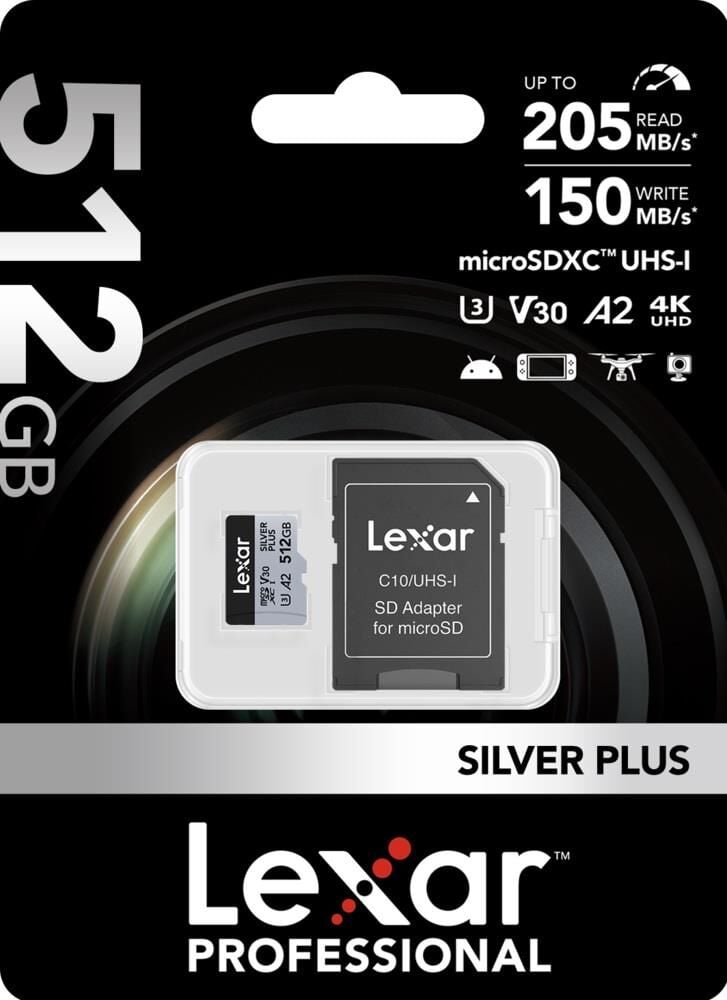 Lexar 512GB Professional Micro SD V30 Sılver Plus Hafıza Kartı