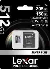 Lexar 512GB Professional Micro SD V30 Sılver Plus Hafıza Kartı