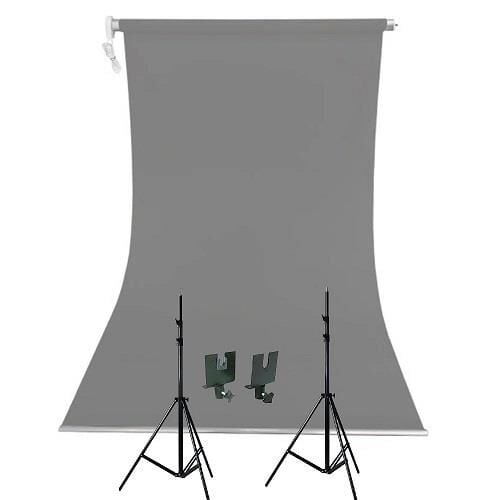Weifeng 190cm x 400cm Kumaş Taşınabilir Sonsuz Gri Fon Perdesi Seti
