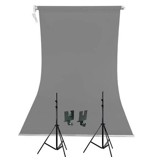 Weifeng 190cm x 400cm Kumaş Taşınabilir Sonsuz Gri Fon Perdesi Seti
