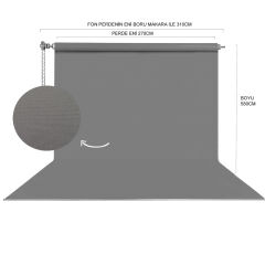 Stüdyo Teknik 270X580Cm Gri Fon Perde Seti