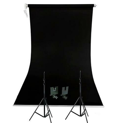 Weifeng 190cm x 400cm Kumaş Taşınabilir Sonsuz Siyah Fon Perdesi Seti