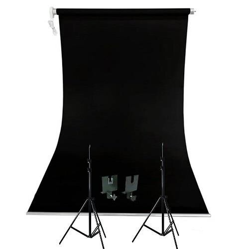 Weifeng 190cm x 400cm Kumaş Taşınabilir Sonsuz Siyah Fon Perdesi Seti