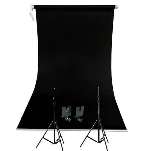 Weifeng 190cm x 400cm Kumaş Taşınabilir Sonsuz Siyah Fon Perdesi Seti