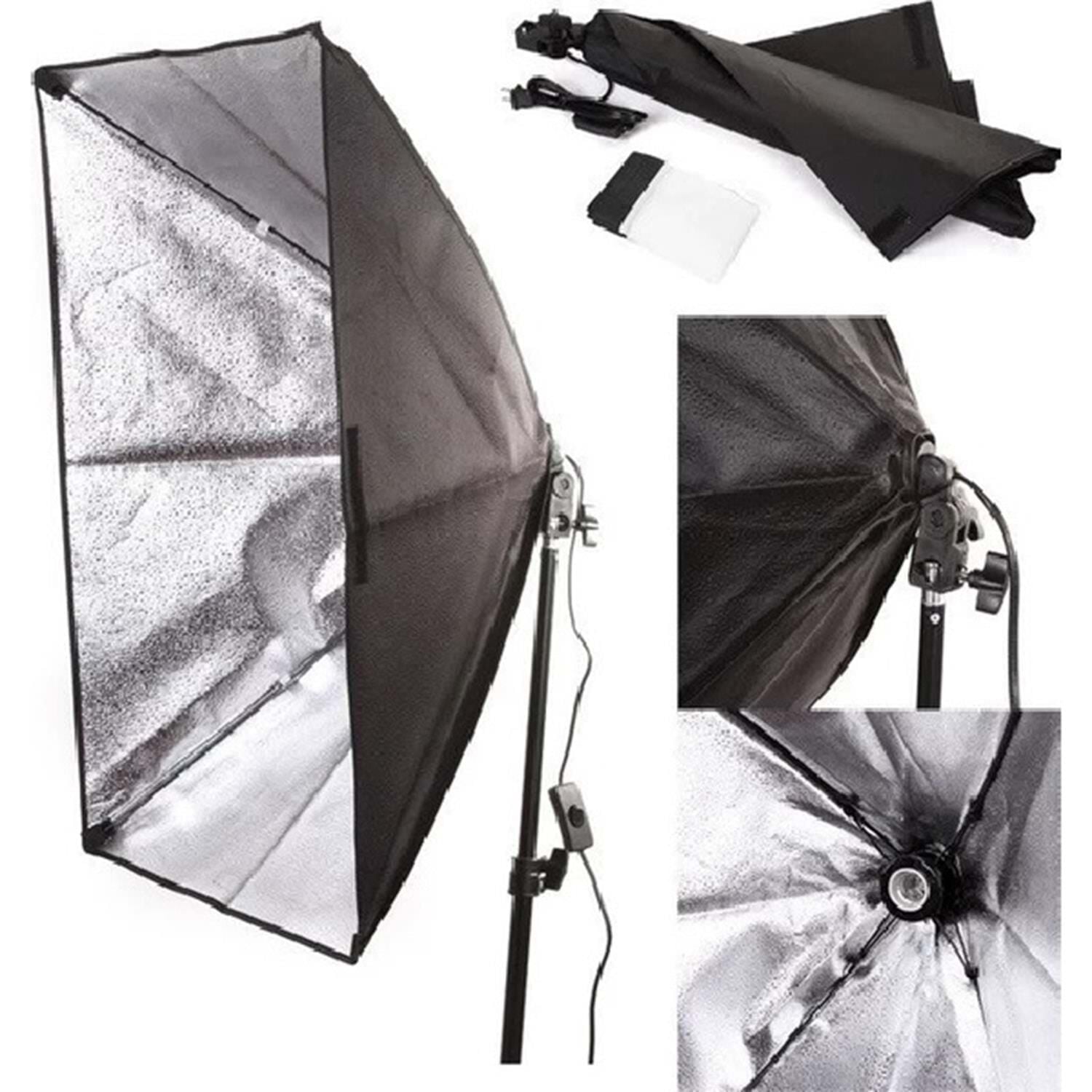DP 50x70 cm Softbox 2'li Sürekli Işık Seti Youtber Kit Taşıma Çantalı