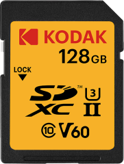 Kodak 128GB UHS-II U3 V60 SD Hafıza Kartı (180MB/s - 150MB/s)