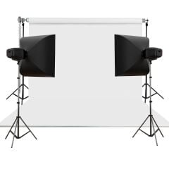 Stüdyo Teknik 270X580Cm Beyaz Taşınabilir Kumaş Fon Perdesi