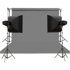 Stüdyo Teknik 270X580Cm Gri Taşınabilir Kumaş Fon Perdesi