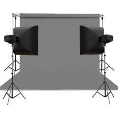 Stüdyo Teknik 270X580Cm Gri Taşınabilir Kumaş Fon Perdesi