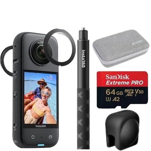 Insta360 X3 + Lens Guard & Cap+ Stick + Çanta + Hafıza Kartı Kit