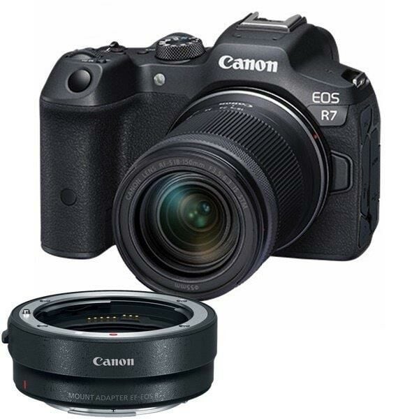 Canon EOS R7 18-150mm Lens Aynasız Fotoğraf Makinesi + Canon EF-EOS R Mount Adaptör